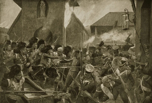 The 42nd Highlanders at Corunna, illustration from Hutchinson