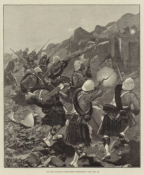 The 92nd (Gordon) Highlanders skirmishing (engraving)
