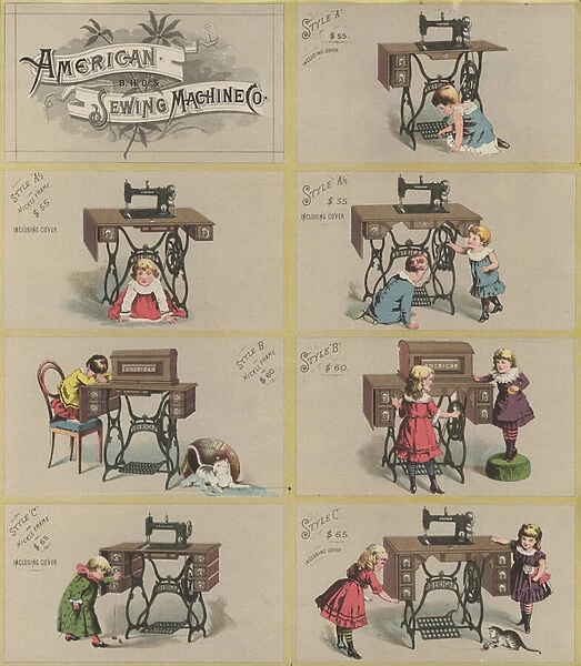 Advertisement for the American Sewing Machine Company (colour litho)