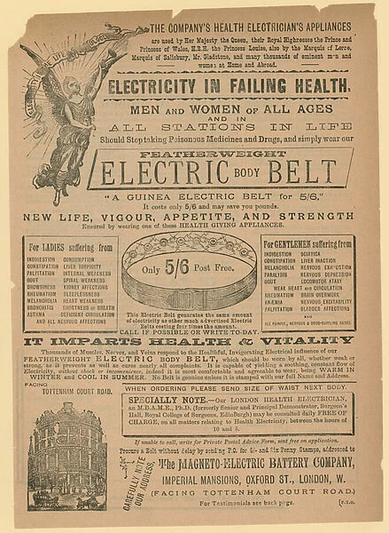 Advert for Electric Body Belt (engraving)