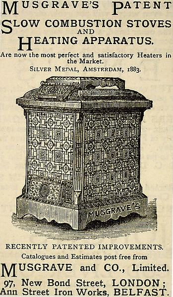 Advertisement for a Musgrave's slow combination cooker and heating apparatus