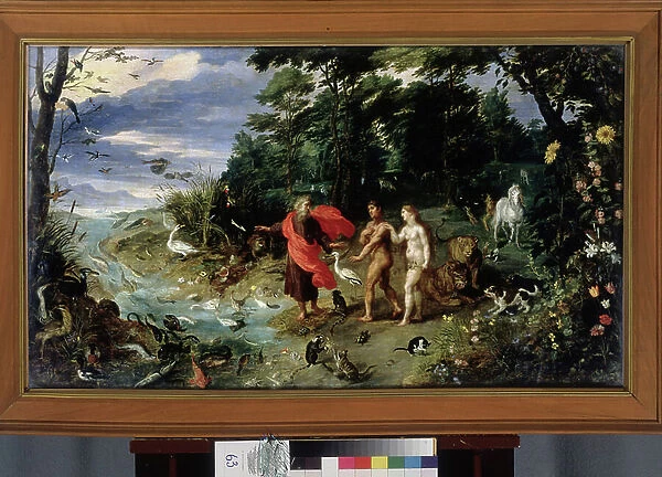 Adam et Eve in Eden, 18th century (oil on canvas)