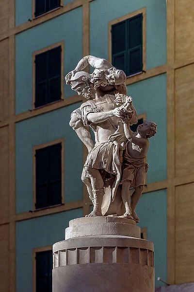 Aeneas with Anchises and Ascanio, 1726, statue by Francesco Baratta (1600-1666), Pi... 2023 (photo)