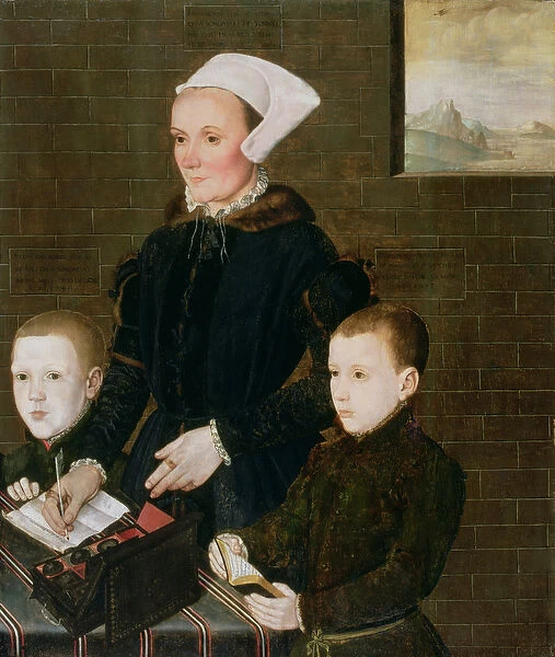Alice Barnham and her Two Sons Martin and Steven, 1557 (oil on panel)