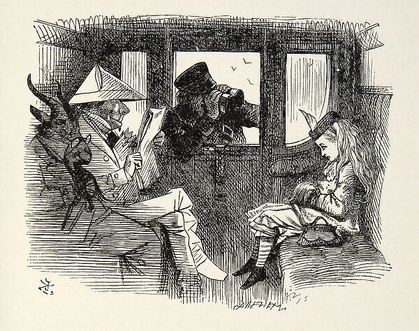 Alice in the Train Carriage, illustration from Through the Looking Glass