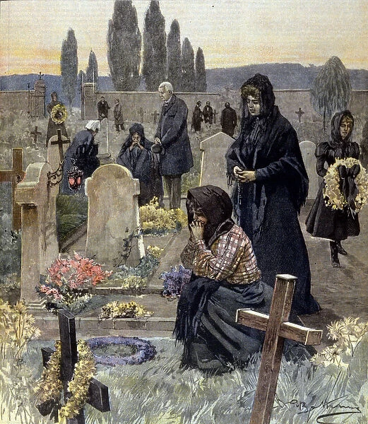 All Saints in Italy in 1899. illustration by Achille Beltrame