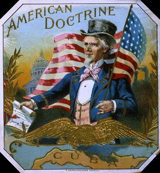 American DoctrineCigar Box Label, c. 1890s (colour litho)