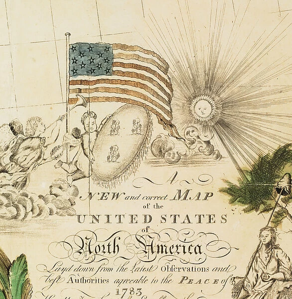 Americas first national map, 1784 (hand-coloured engraving)