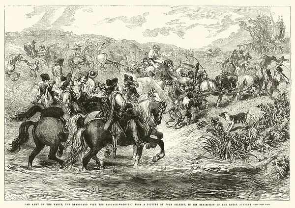 'An Army on the March, the Rearguard with the Baggage-Waggons, 'in the Exhibition of the Royal Academy (engraving)