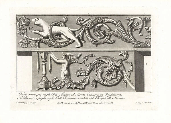 Ancient friezes from the Orti Manzi and Orti Colonnesi. 1802 (engraving)