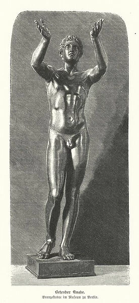Ancient Greek bronze statue of a boy praying (engraving)