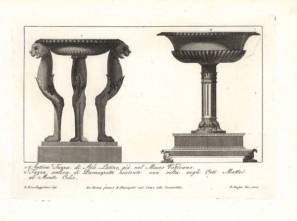 Ancient Roman cups or Tazza. 1802 (engraving)
