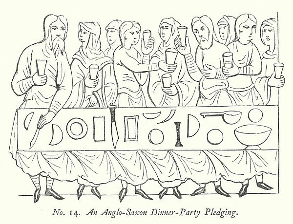 An Anglo-Saxon Dinner-Party Pledging (engraving)
