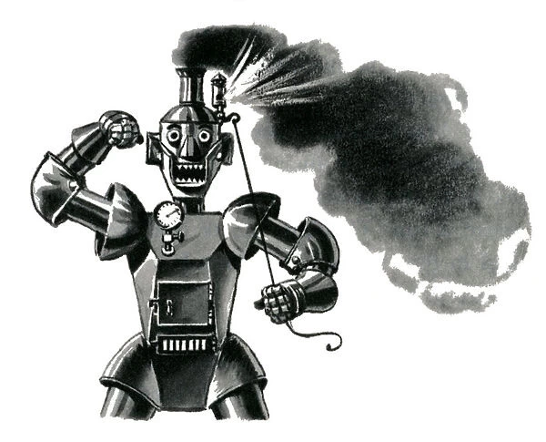 Angry Robot Blowing His Top, 1949 (screen print)