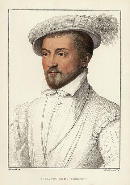 Anne, Duke of Montmorency (1493-1567), French soldier, statesman and diplomat. He became Marshal of France and Constable of France. Handcoloured copperplate engraving by Francis Bartolozzi after Hans Holbein from Facsimiles of Original Drawings by