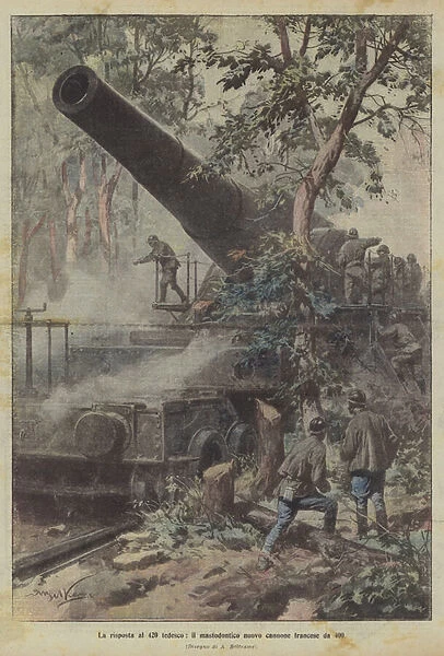 The answer to the German 420, the mammoth new French 400 gun (colour litho)