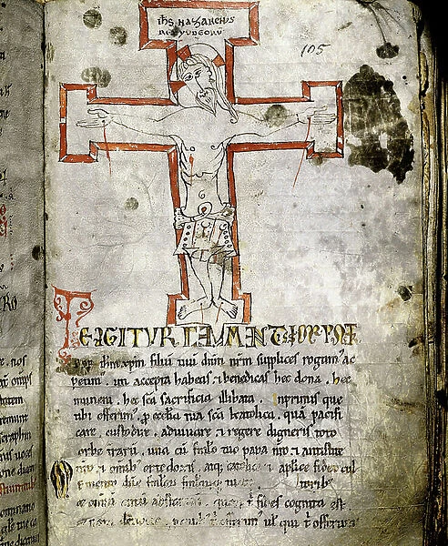 Antiphonary (Catholic liturgical book) with Christ crucified, 12th century (manuscript)
