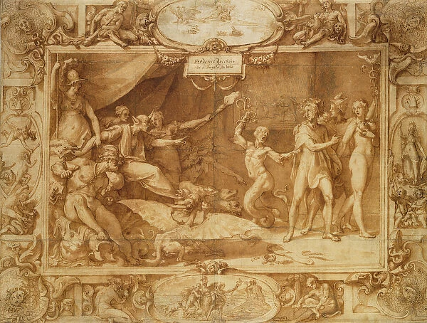 Apollo being led astray, c. 1572 (pen and ink with wash on tracing paper over pencil)