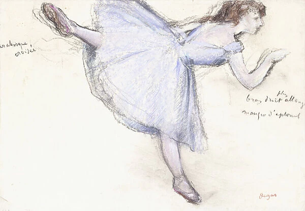 Arabesque Dancer in Profile View, 1885-90 (pastel and charcoal on paper)