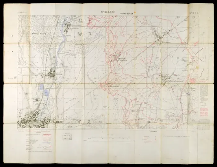 Framed Print : Trench Map Print of Meaulte, 1914-1918