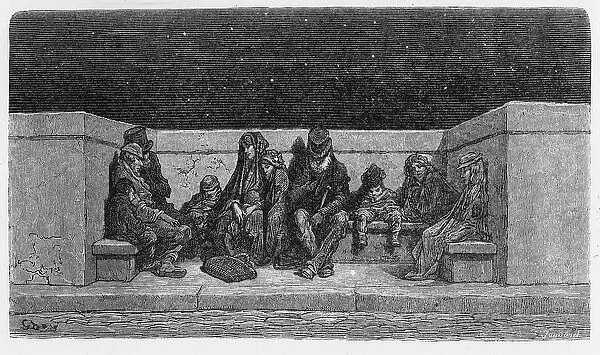 Asleep under the Stars, illustration from London, a Pilgrimage, 1872 (engraving)