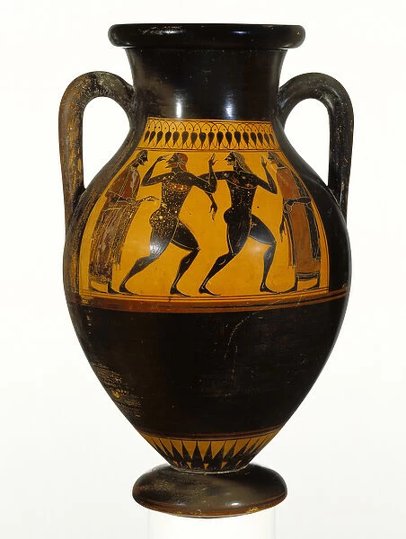 Athenian Attic black-figure amphora with dancers, c. 540-30 BC (terracotta)