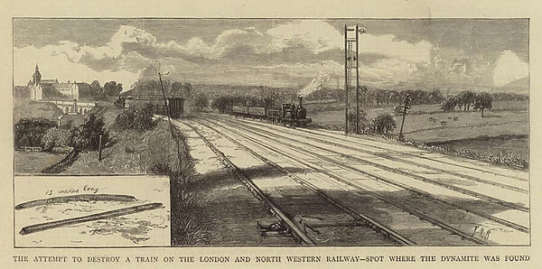 The Attempt to destroy a Train on the London and North Western Railway, Spot where the Dynamite was found (engraving)