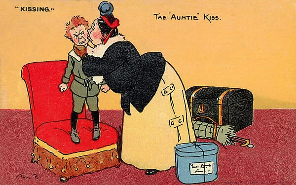 The Auntie kiss (colour litho)