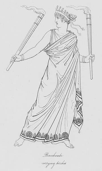 Bacchante carrying torches (engraving)
