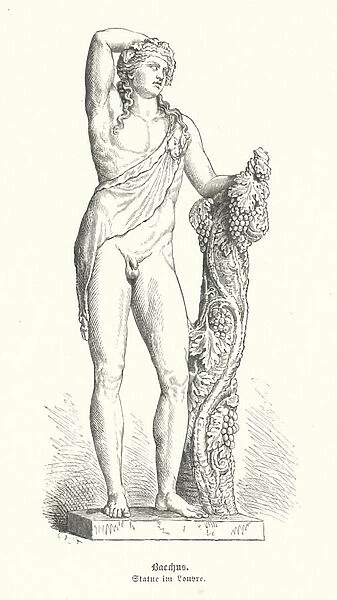 Bacchus, Roman god of wine (engraving)
