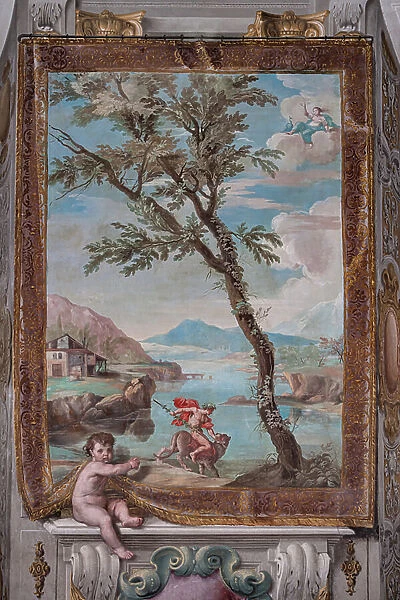 Bacchus tames the tiger that the persecutor Juno sent against him, 1650-52 (wall tempera painting)