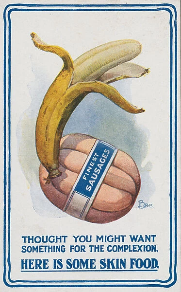 Bananas and sausages (colour litho)