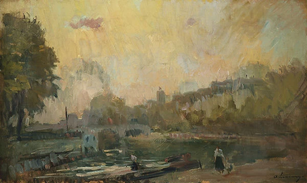 The Banks of the River Seine at St. Cloud (oil on canvas)
