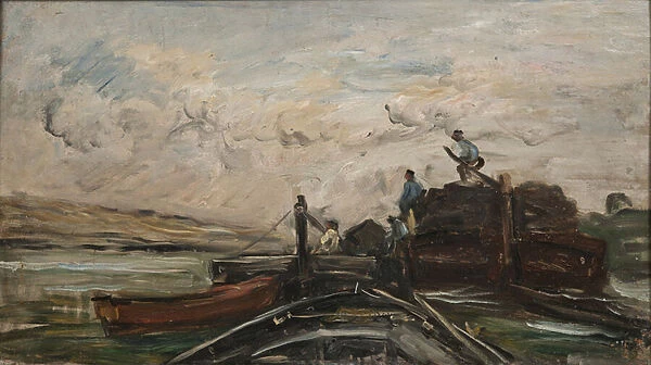 Barges on a River, c. 1865 (oil on canvas)