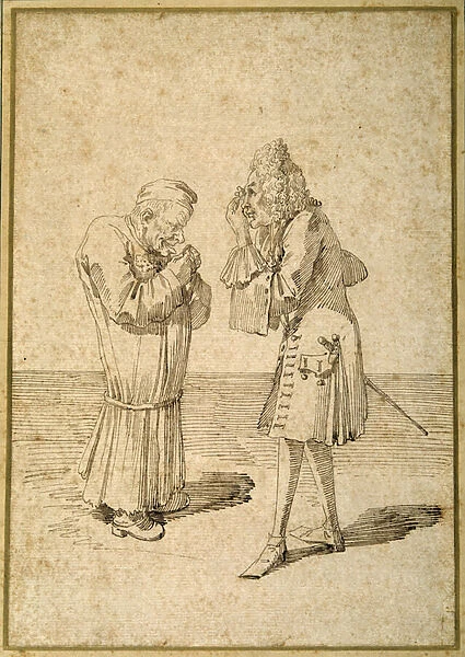 Baron Philip von Stosch showing an antique gem to Sabbatini (pen & ink on paper)