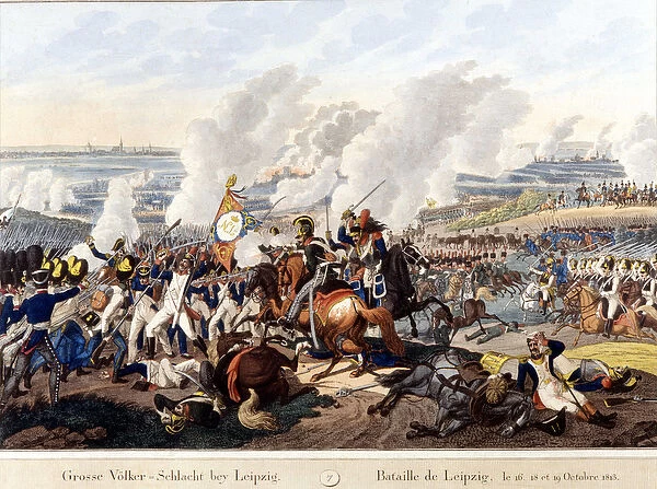 Bataille de Leipzig (bataille des nations), les 16-19 octobre 1813 (engraving)