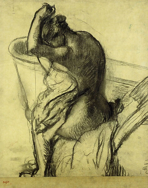 After the Bath; Apres le Bain, 1899 (charcoal on paper)