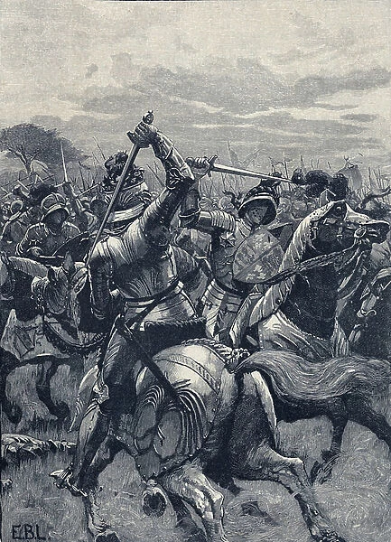 Battle of Bosworth Field, 22 August 1485, Wars of the Roses (litho)