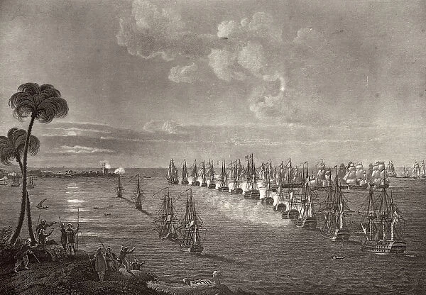 The Battle of the Nile in 1798, illustration from The Life of Nelson by Robert Southey