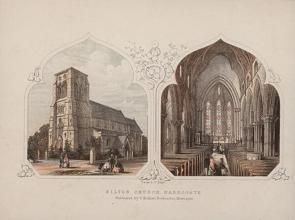 Bilton Church, Harrogate, North Yorkshire (coloured engraving)