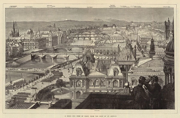 A Birds Eye View of Paris from the Roof of St Gervais (engraving)
