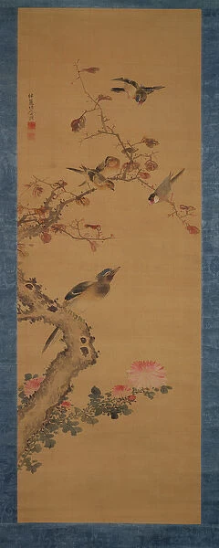 Birds, flowers and trees, c. 1800-22 (ink and colours on silk)