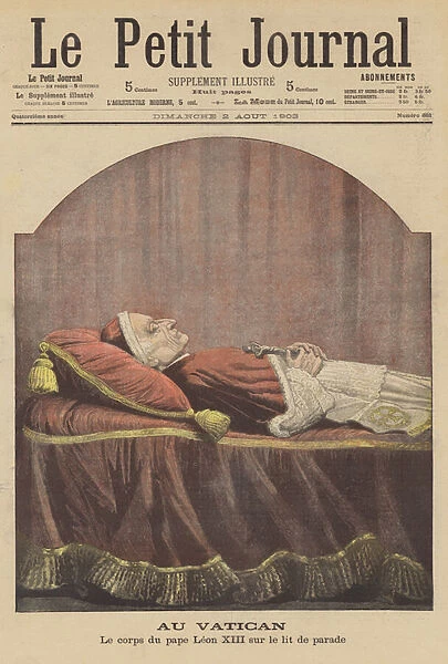 The body of Pope Leo XIII lying in state in the Vatican (colour litho)