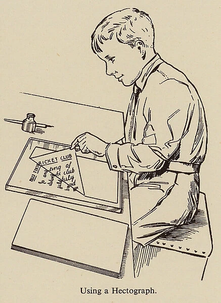 Boy using a hectograph (litho)