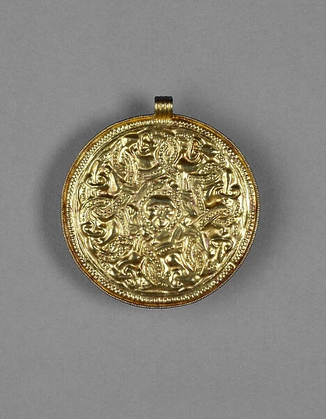 Bracteate pendant, from Faversham, Kent, Anglo-Saxon (gold)