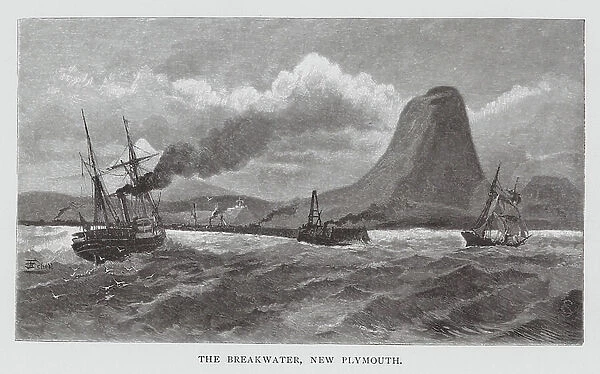 The Breakwater, New Plymouth (engraving)
