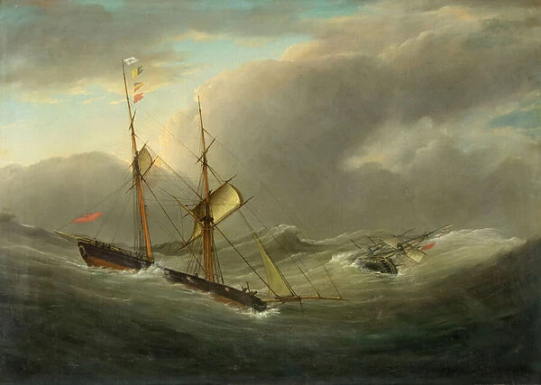 The Brigantine Tom Cod rescuing the crew of La Plata, c. 1840 (oil on canvas)