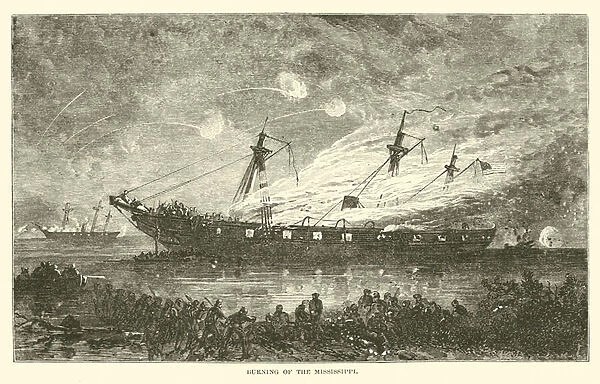 Burning of the Mississippi, April 1863 (engraving)