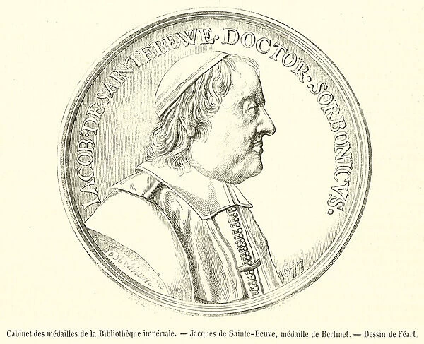 Cabinet des medailles de la Bibliotheque imperiale, Jacques de Sainte-Beuve, medaille de Bertinet (engraving)