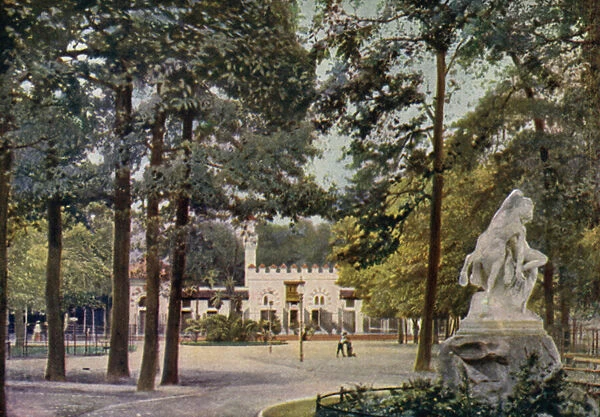 Camel house, Berlin Zoological Garden, Germany (colour litho)